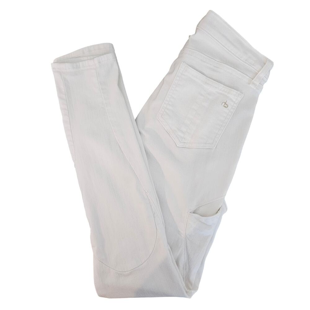 Rag and‎ Bone White Skinny Jeans Rally Moto Low Rise Waist | Women's 25